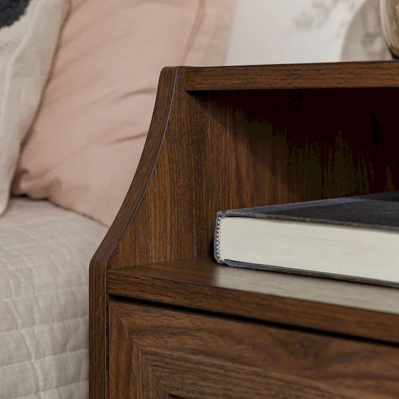 Modern 2-Drawer Nightstand with USB Charging Port and Metal Legs