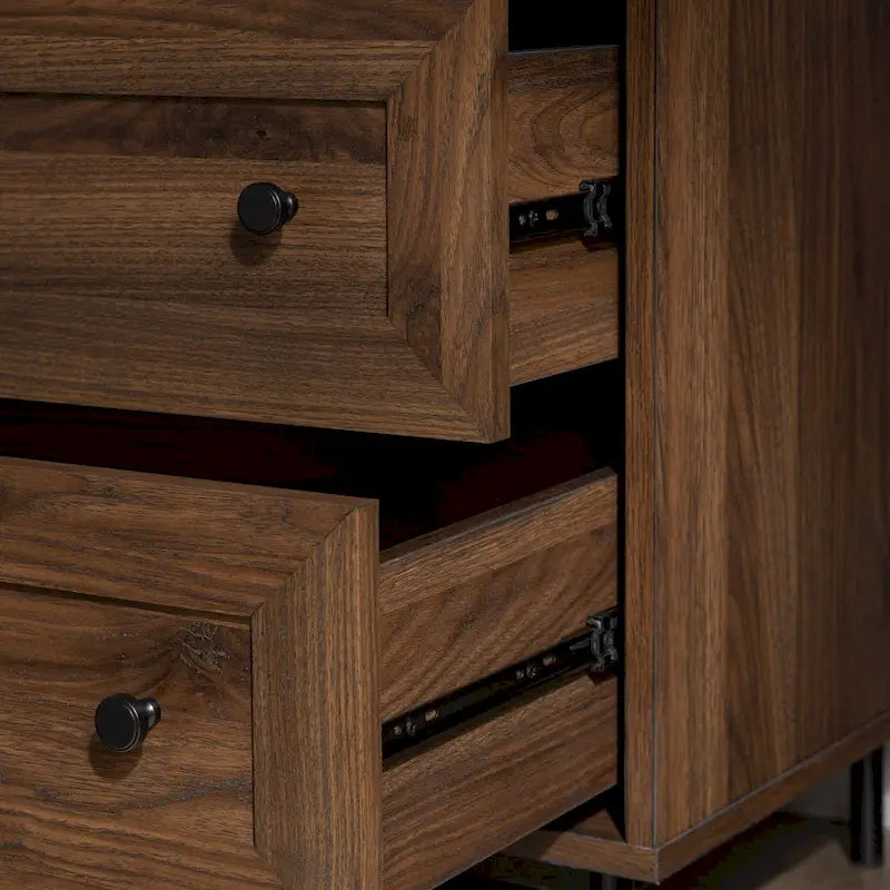 Modern 2-Drawer Nightstand with USB Charging Port and Metal Legs
