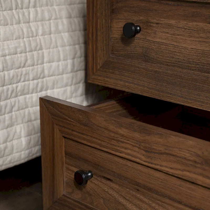 Modern 2-Drawer Nightstand with USB Charging Port and Metal Legs
