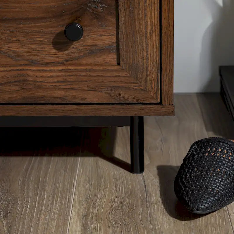 Modern 2-Drawer Nightstand with USB Charging Port and Metal Legs