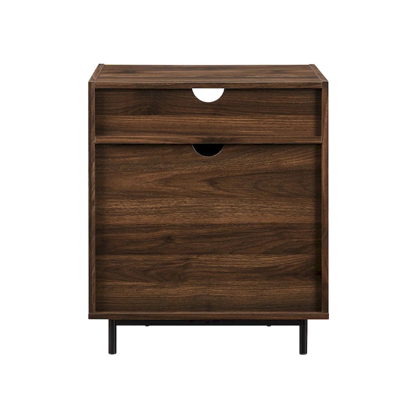 Modern 2-Drawer Nightstand with USB Charging Port and Metal Legs