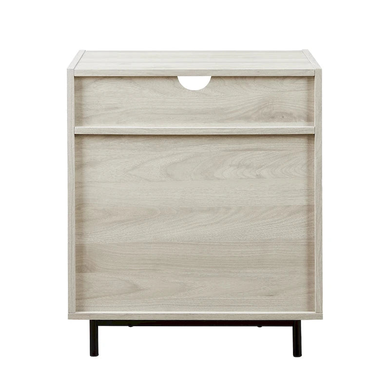 Modern 2-Drawer Nightstand with USB Charging Port and Metal Legs