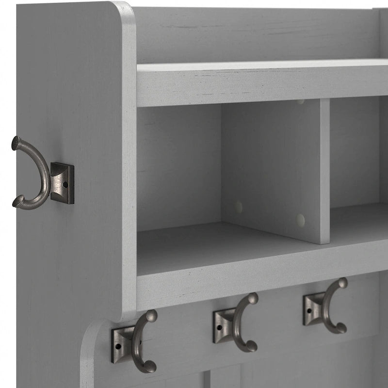 Hall Tree and Small Shoe Bench with Shelves and Coat Hooks