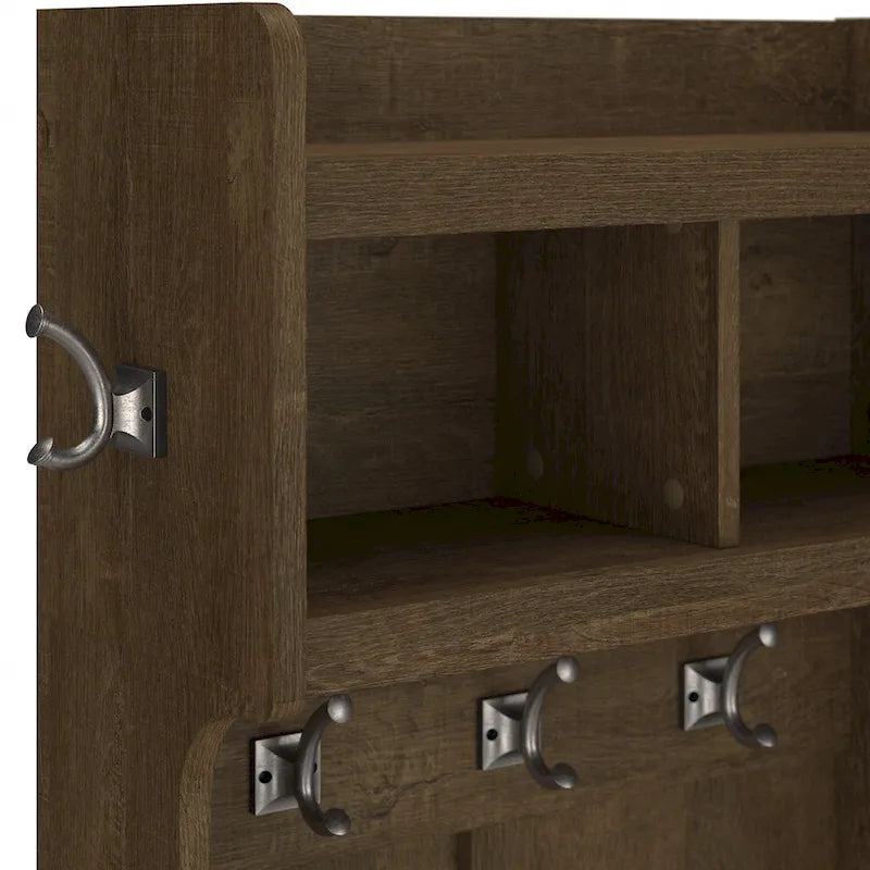 Hall Tree and Small Shoe Bench with Shelves and Coat Hooks