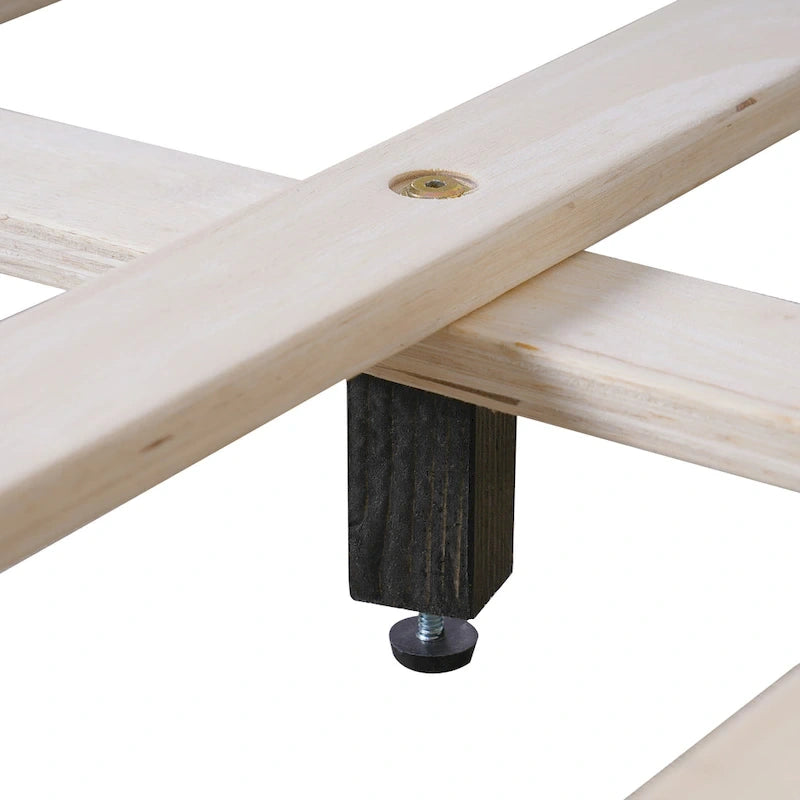 Upholstered Bed Frame with Boucle Fabric and Solid Wood Legs