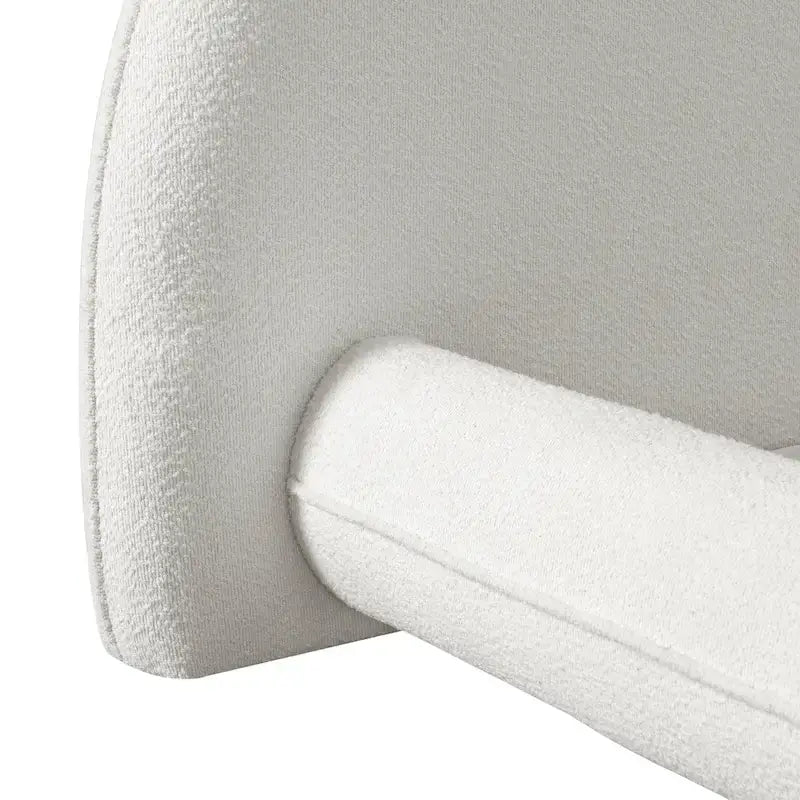 Upholstered Bed Frame with Boucle Fabric and Solid Wood Legs
