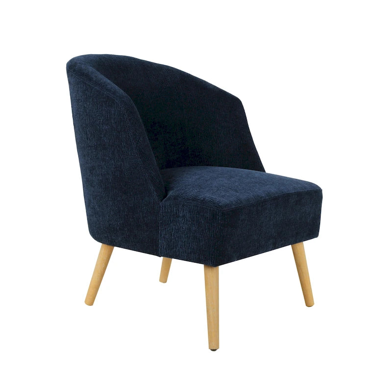 Corduroy Accent Barrel Chair with Contoured Back and Rubberwood Legs