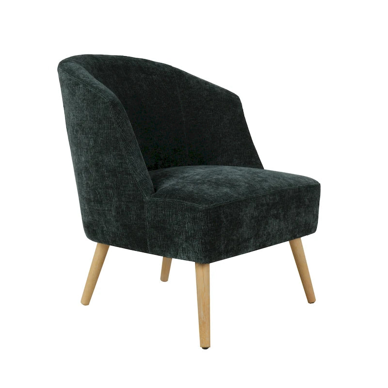 Corduroy Accent Barrel Chair with Contoured Back and Rubberwood Legs