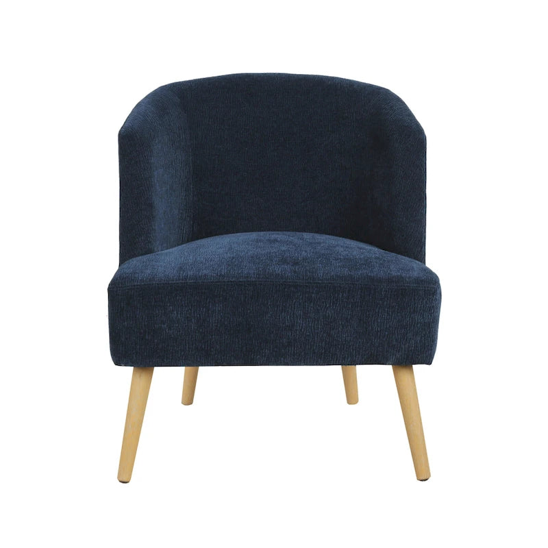 Corduroy Accent Barrel Chair with Contoured Back and Rubberwood Legs