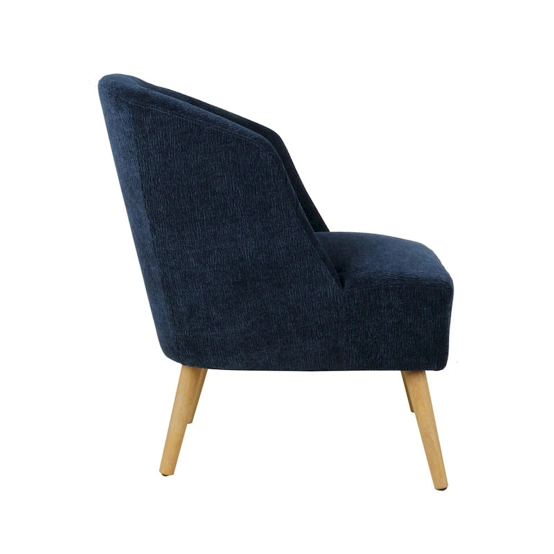 Corduroy Accent Barrel Chair with Contoured Back and Rubberwood Legs