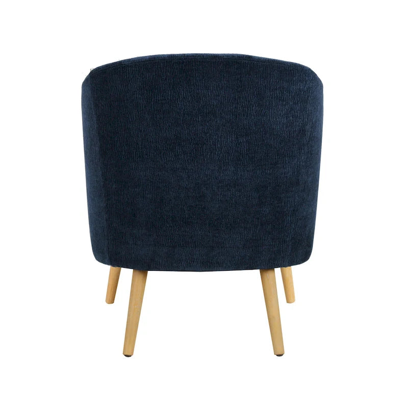 Corduroy Accent Barrel Chair with Contoured Back and Rubberwood Legs