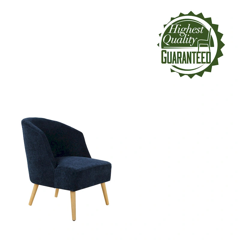 Corduroy Accent Barrel Chair with Contoured Back and Rubberwood Legs