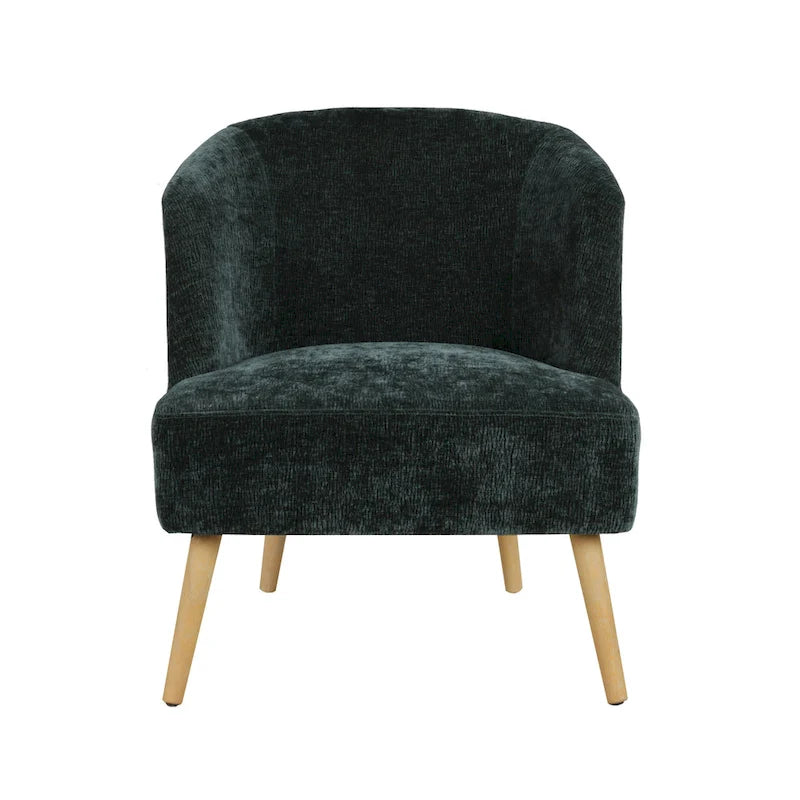 Corduroy Accent Barrel Chair with Contoured Back and Rubberwood Legs