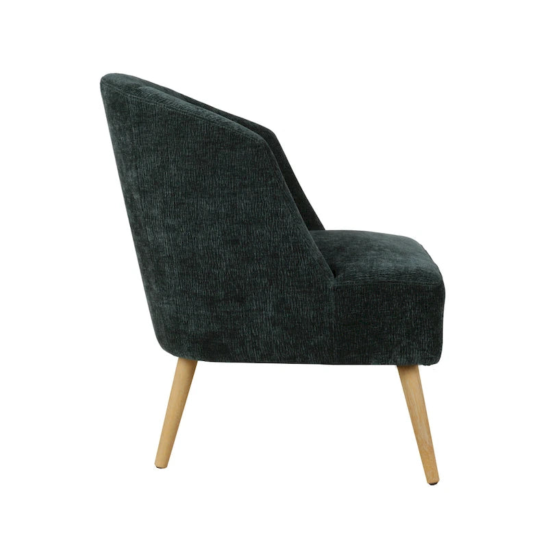 Corduroy Accent Barrel Chair with Contoured Back and Rubberwood Legs