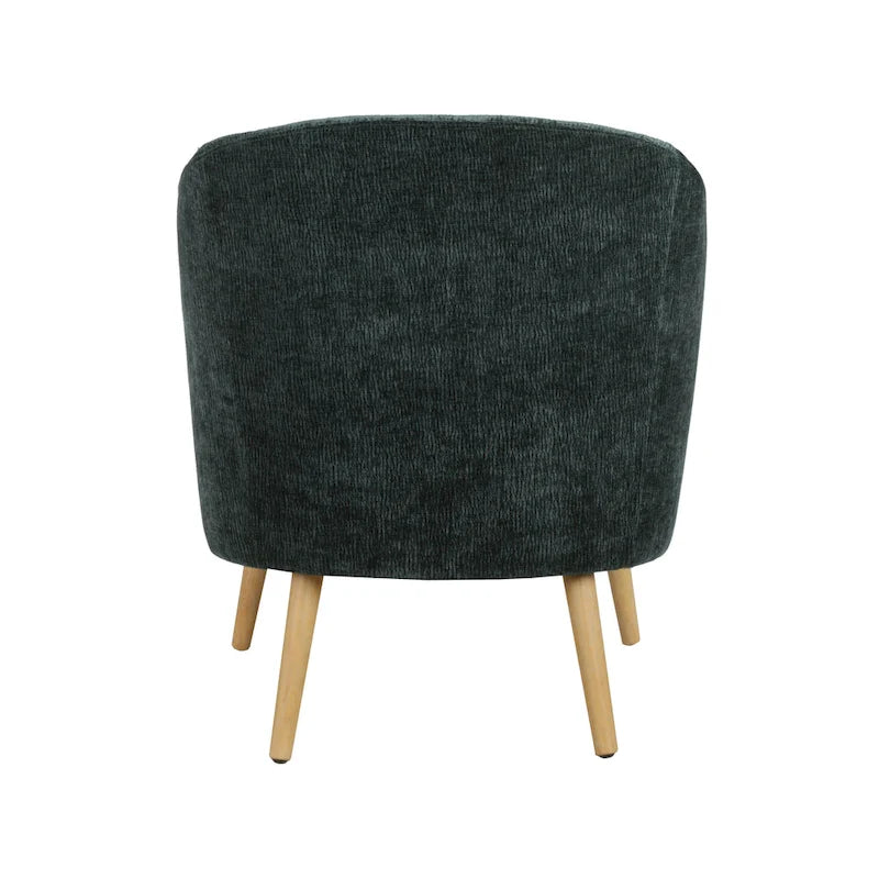 Corduroy Accent Barrel Chair with Contoured Back and Rubberwood Legs