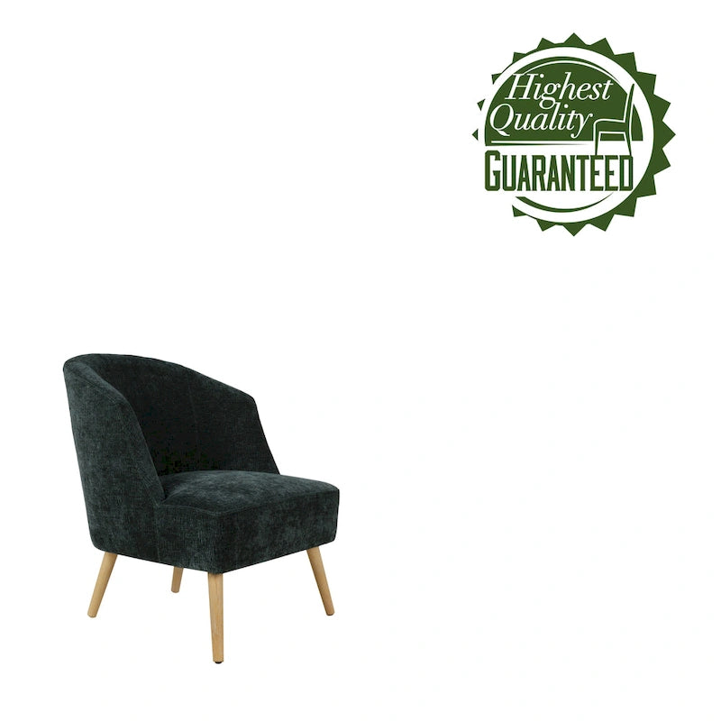 Corduroy Accent Barrel Chair with Contoured Back and Rubberwood Legs