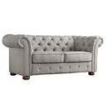 Chesterfield Loveseat with Button-Tufted Rolled Arms and Espresso Bun Feet