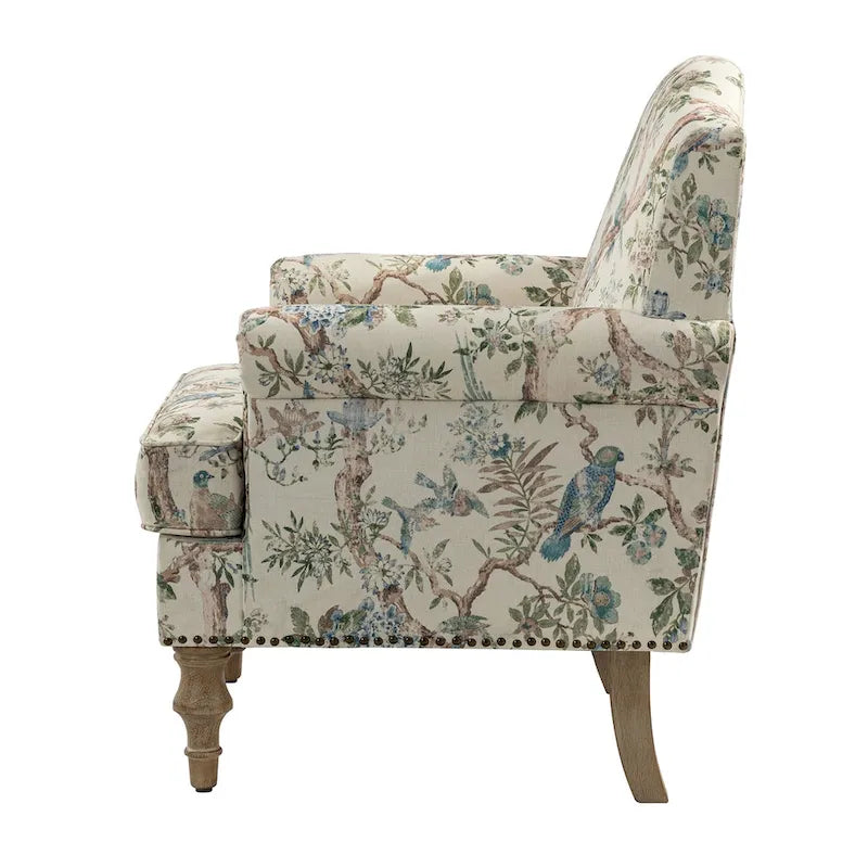 Farmhouse Nailhead Accent Armchair with Rolled Arms - Set of 2