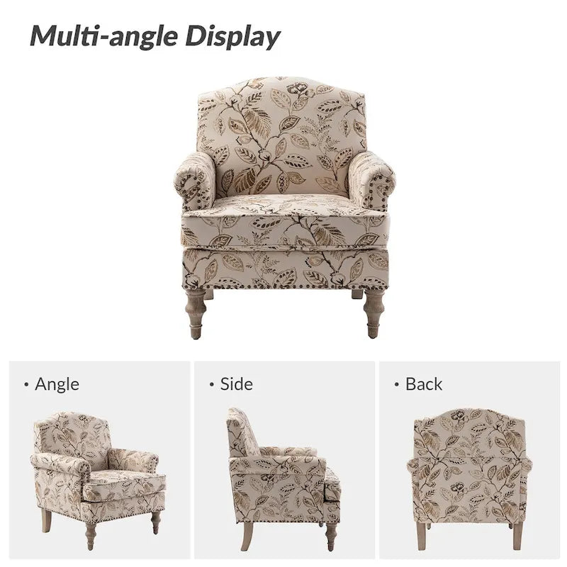 Farmhouse Nailhead Accent Armchair with Rolled Arms - Set of 2