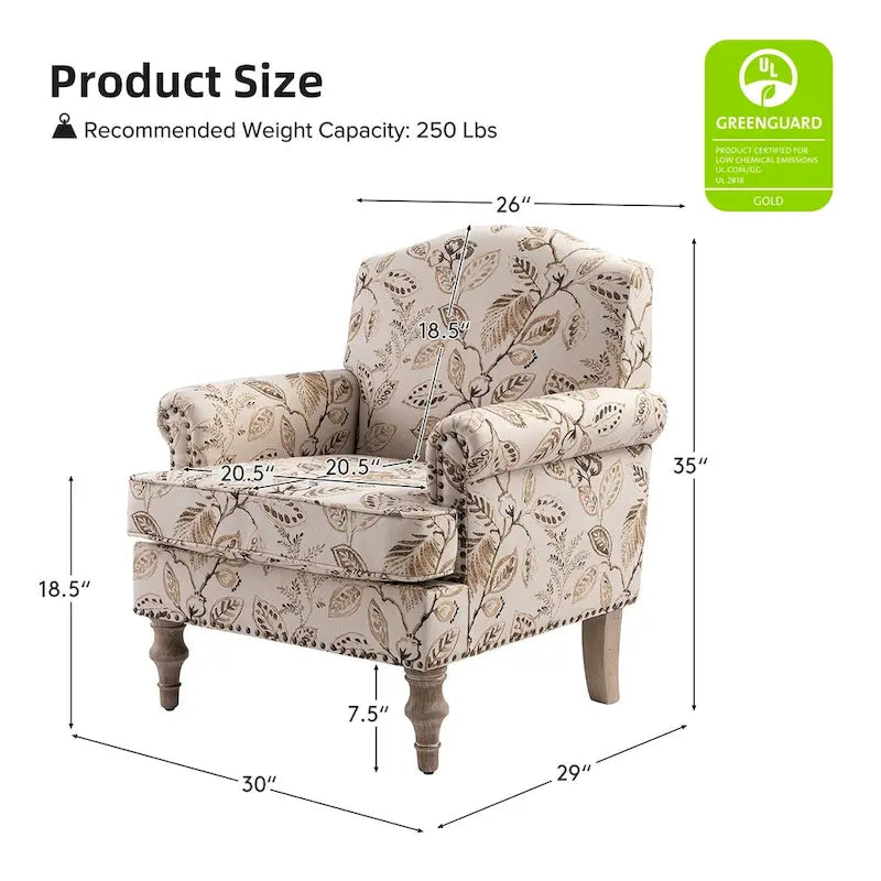 Farmhouse Nailhead Accent Armchair with Rolled Arms - Set of 2