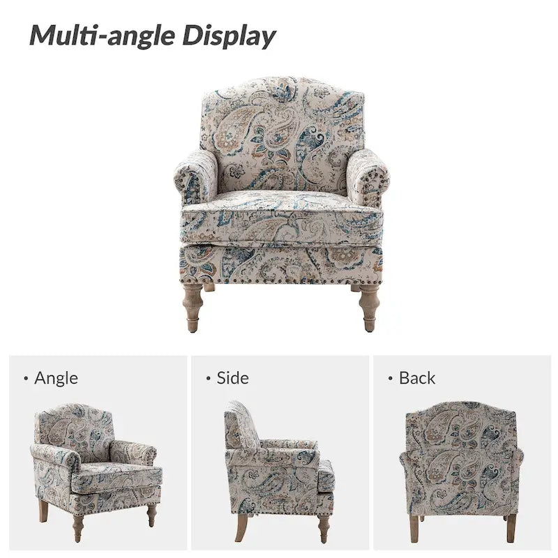 Farmhouse Nailhead Accent Armchair with Rolled Arms - Set of 2
