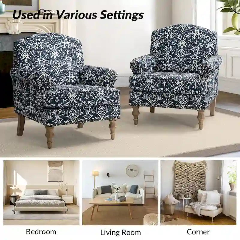 Farmhouse Nailhead Accent Armchair with Rolled Arms - Set of 2