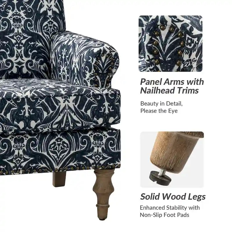 Farmhouse Nailhead Accent Armchair with Rolled Arms - Set of 2