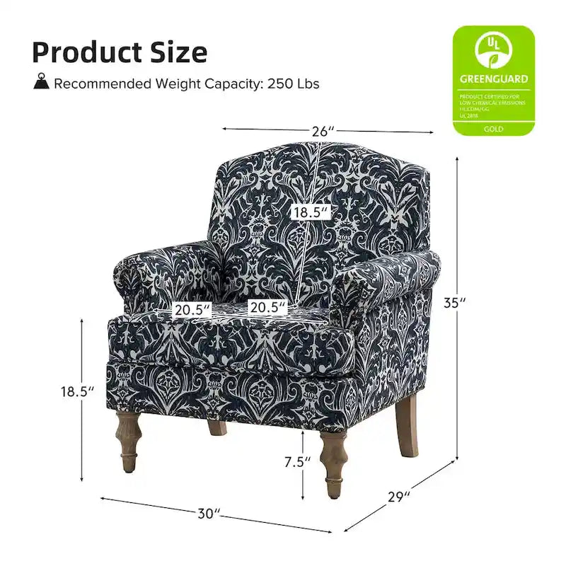 Farmhouse Nailhead Accent Armchair with Rolled Arms - Set of 2