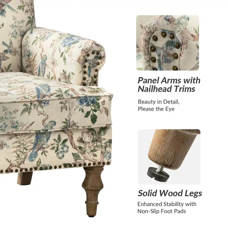 Farmhouse Nailhead Accent Armchair with Rolled Arms - Set of 2