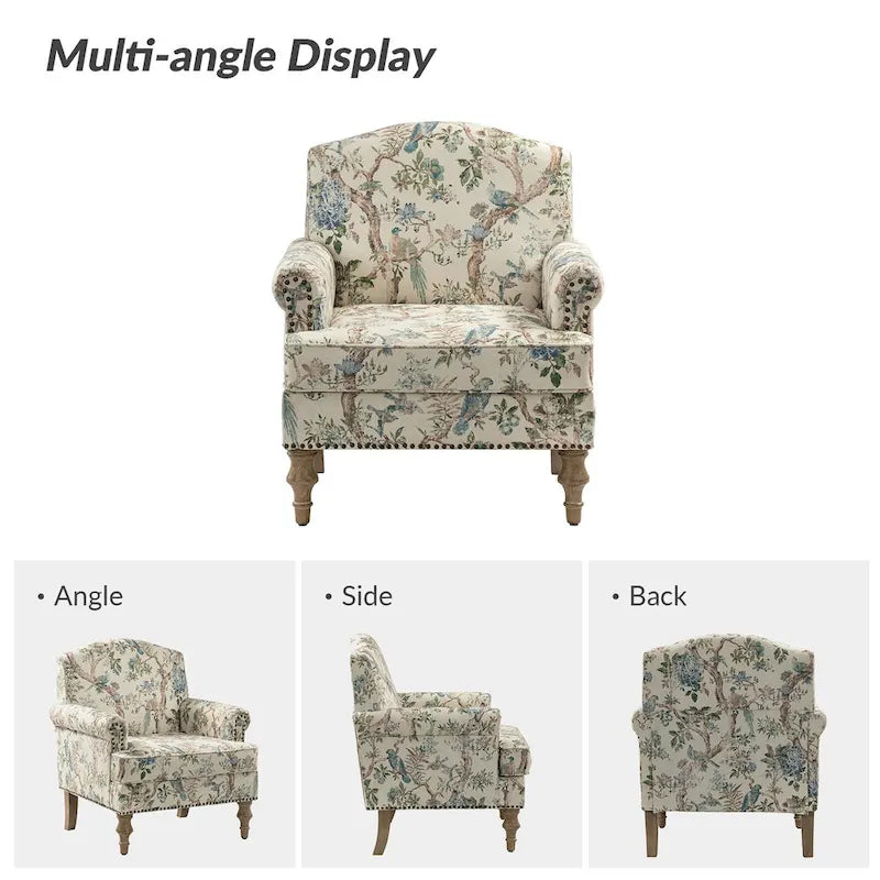 Farmhouse Nailhead Accent Armchair with Rolled Arms - Set of 2