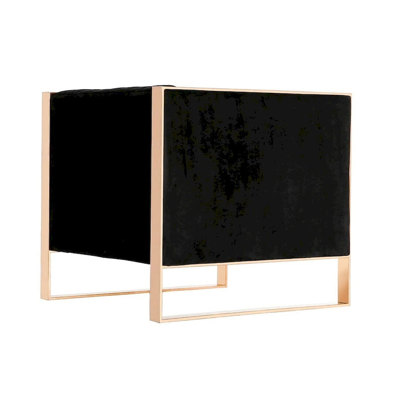 Velvet Accent Chair with Rose Gold Metal Frame and Vertical Channel Stitching - Set of 2
