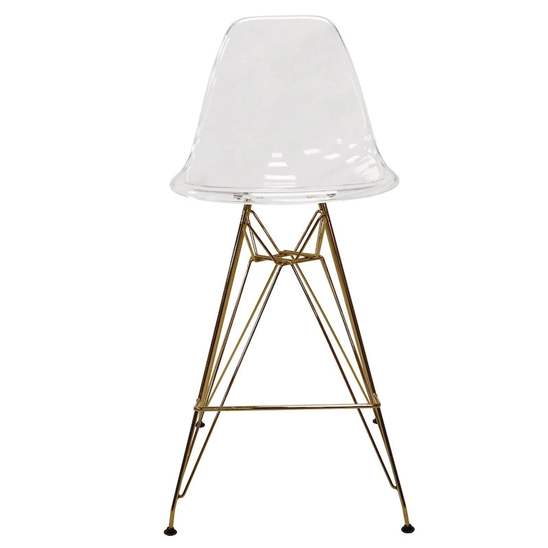 Acrylic Barstool with Gold Chrome Base and Footrest