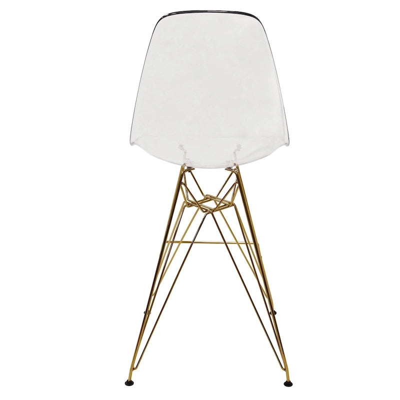 Acrylic Barstool with Gold Chrome Base and Footrest