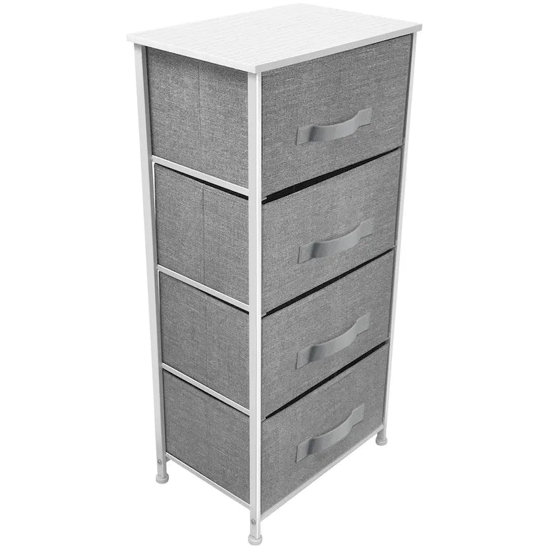 Comò comodino da letto a torre con 4 cassetti, cassettiera per camera da letto, colori assortiti