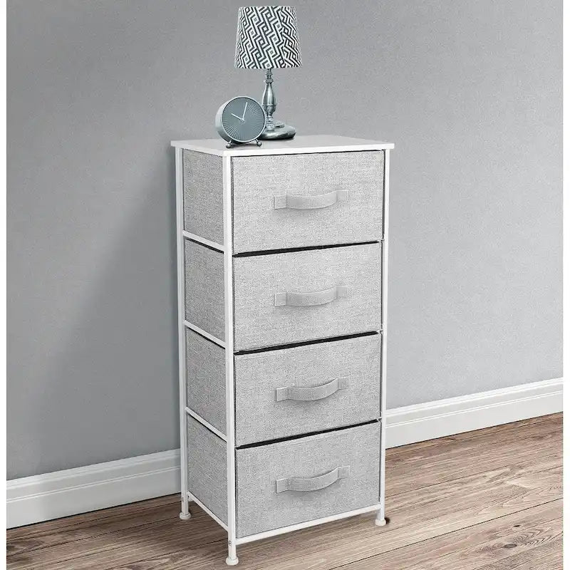 Comò comodino da letto a torre con 4 cassetti, cassettiera per camera da letto, colori assortiti