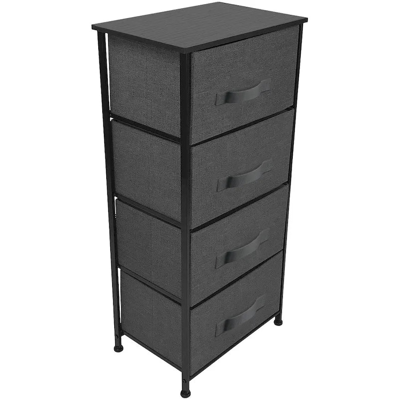 Comò comodino da letto a torre con 4 cassetti, cassettiera per camera da letto, colori assortiti