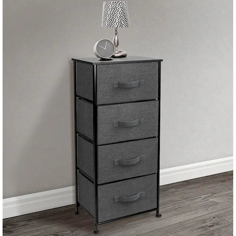 Comò comodino da letto a torre con 4 cassetti, cassettiera per camera da letto, colori assortiti