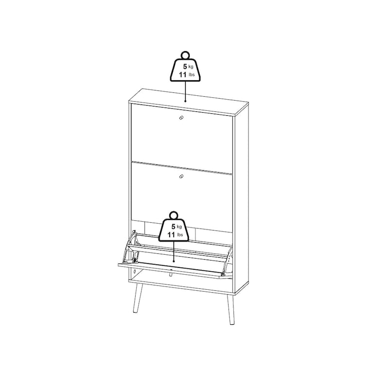 3-Drawer Fold-Out Shoe Storage Cabinet for 18 Pairs with Solid Wood Legs