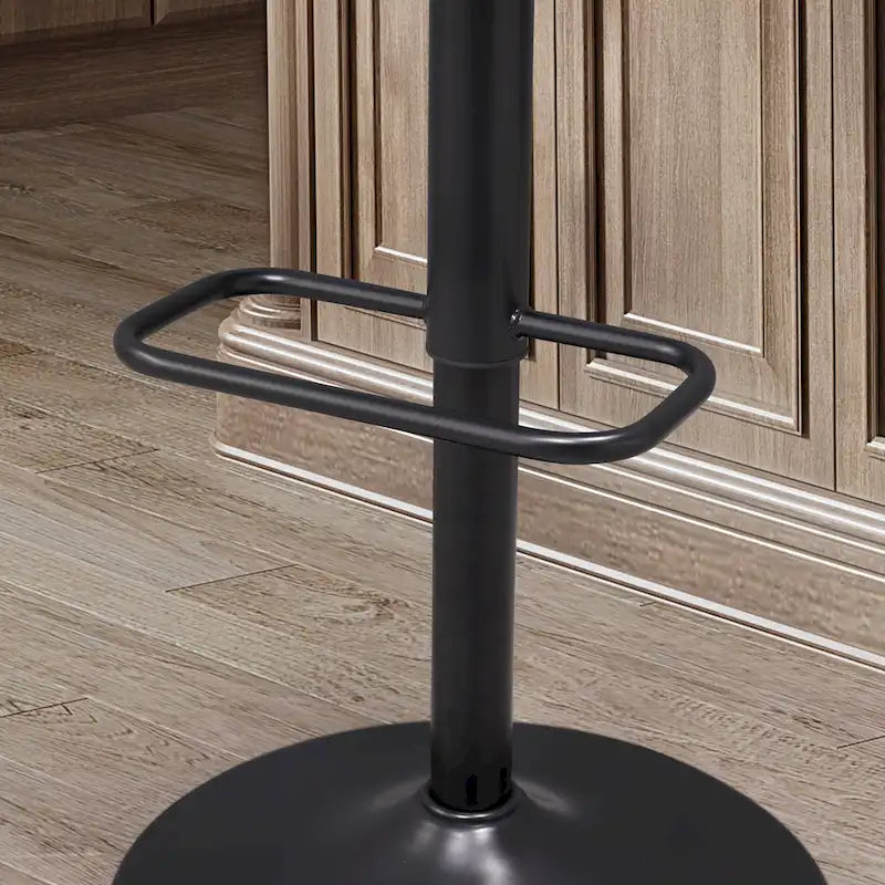 Bentwood Swivel Adjustable Barstool with Faux Leather Seat and Metal Base