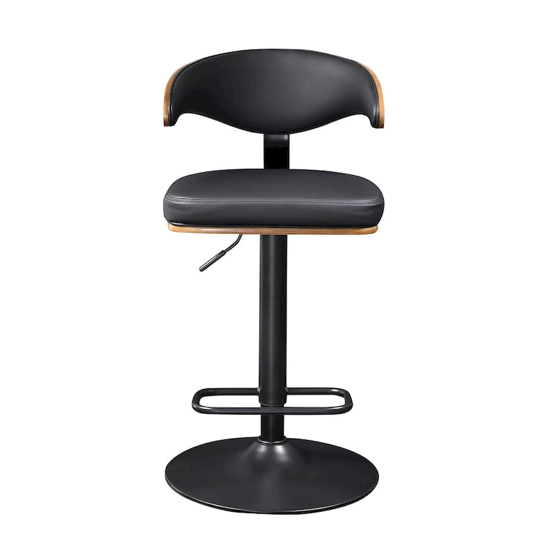 Bentwood Swivel Adjustable Barstool with Faux Leather Seat and Metal Base
