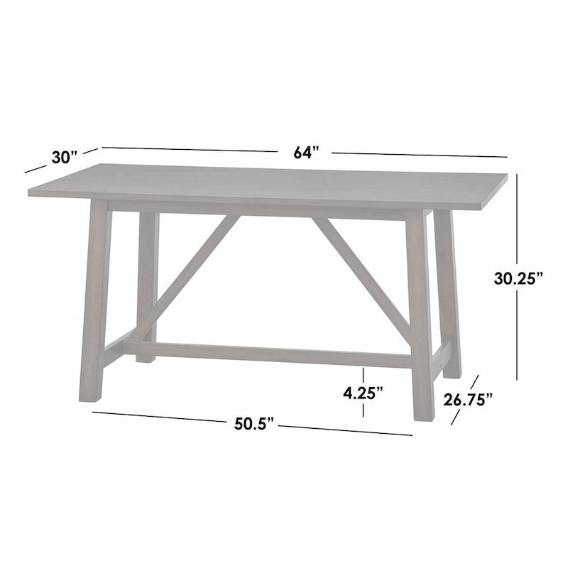 Rustic Trestle Dining Table in Solid Rubberwood