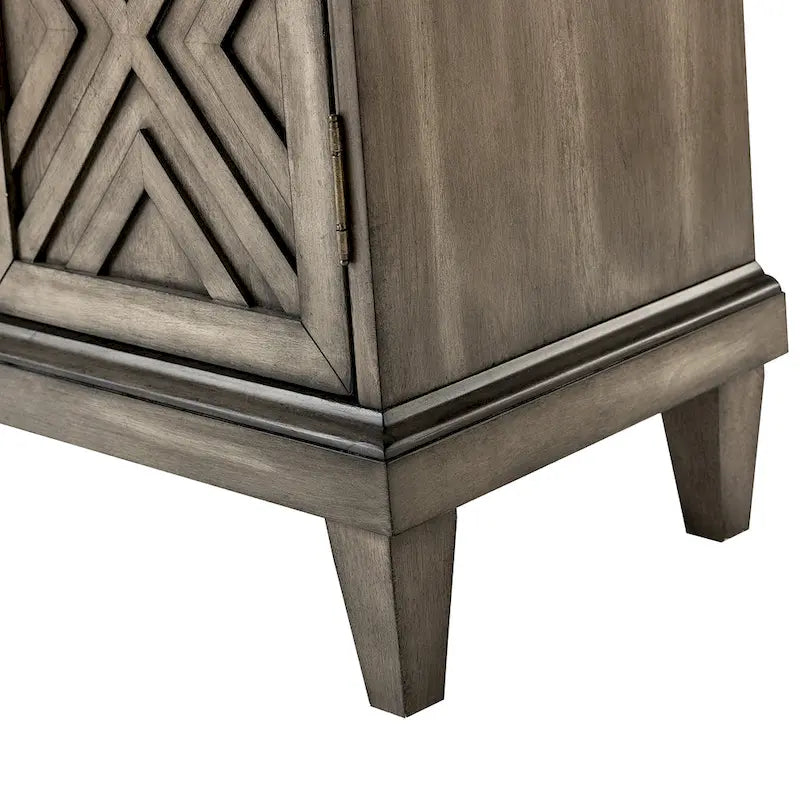 Traditional Distressed Storage Sideboard with Diamond Door Pattern and Adjustable Shelves