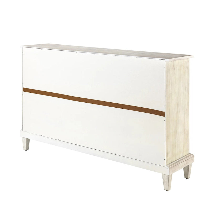 Traditional Distressed Storage Sideboard with Diamond Door Pattern and Adjustable Shelves
