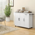 Rolling Kitchen Island with Stainless Steel Top, 2 Drawers and 3 Cabinets
