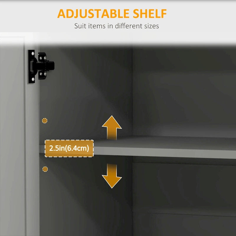 Rolling Kitchen Island with Stainless Steel Top, 2 Drawers and 3 Cabinets