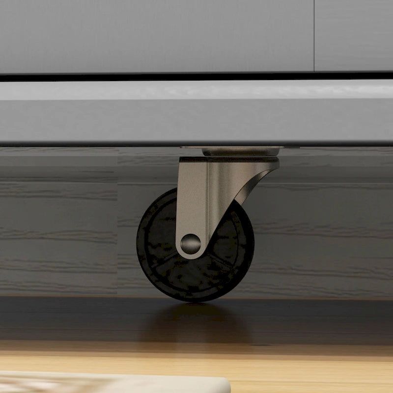Rolling Kitchen Island with Stainless Steel Top, 2 Drawers and 3 Cabinets