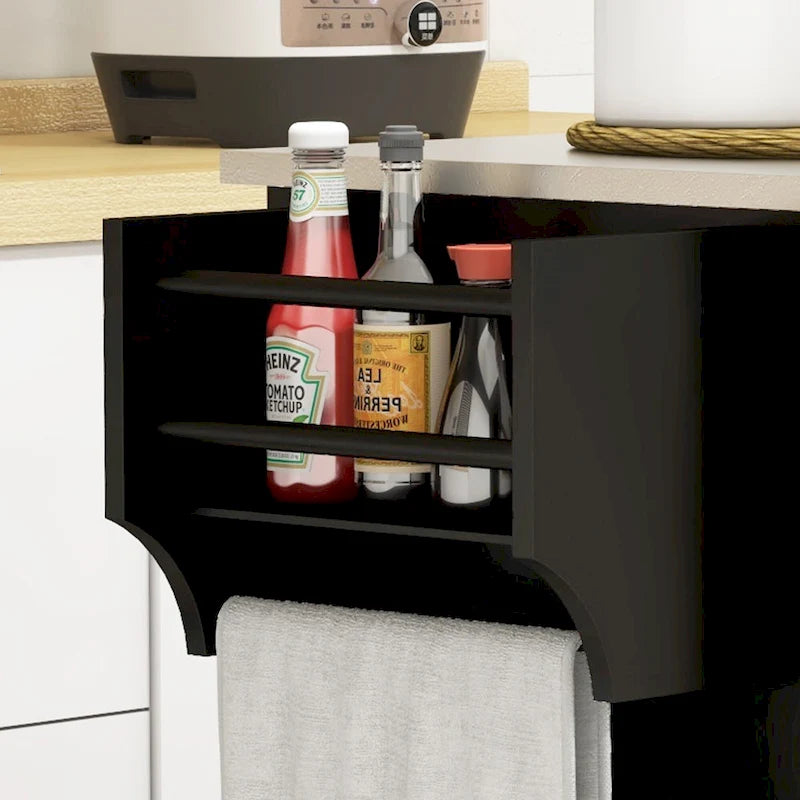 Rolling Kitchen Island with Stainless Steel Top, 2 Drawers and 3 Cabinets