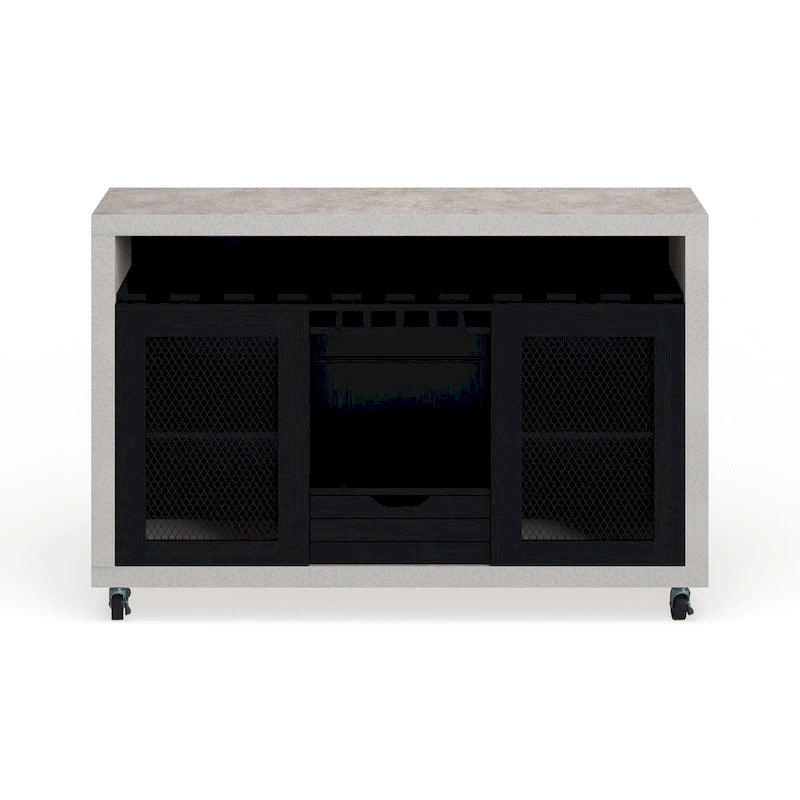 Contemporary 4-Shelf Rolling Buffet Cart with Wine Rack and Caster Wheels