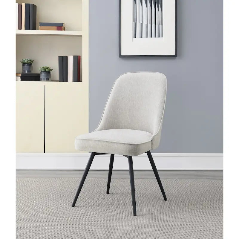 360-Degree Swivel Dining Chair with Cushioned Seat and Powder-Coated Metal Legs