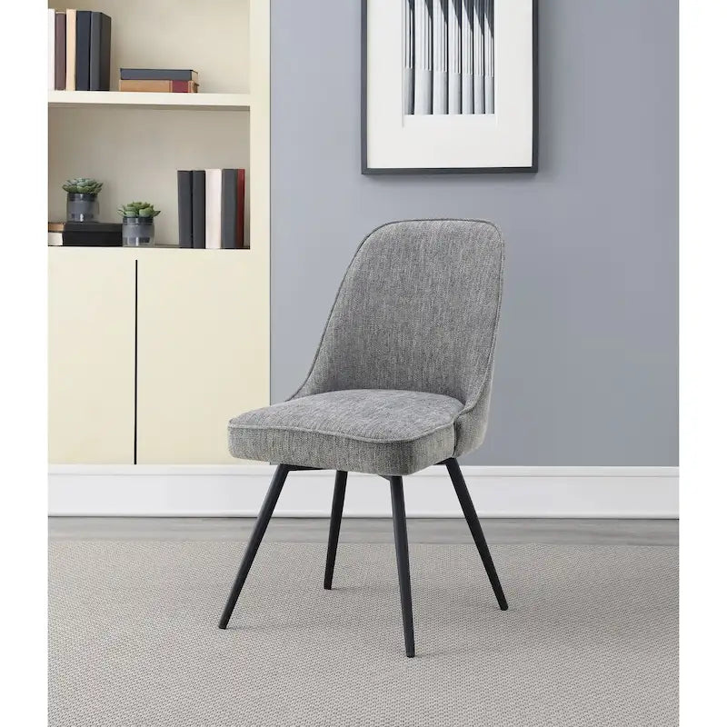 360-Degree Swivel Dining Chair with Cushioned Seat and Powder-Coated Metal Legs